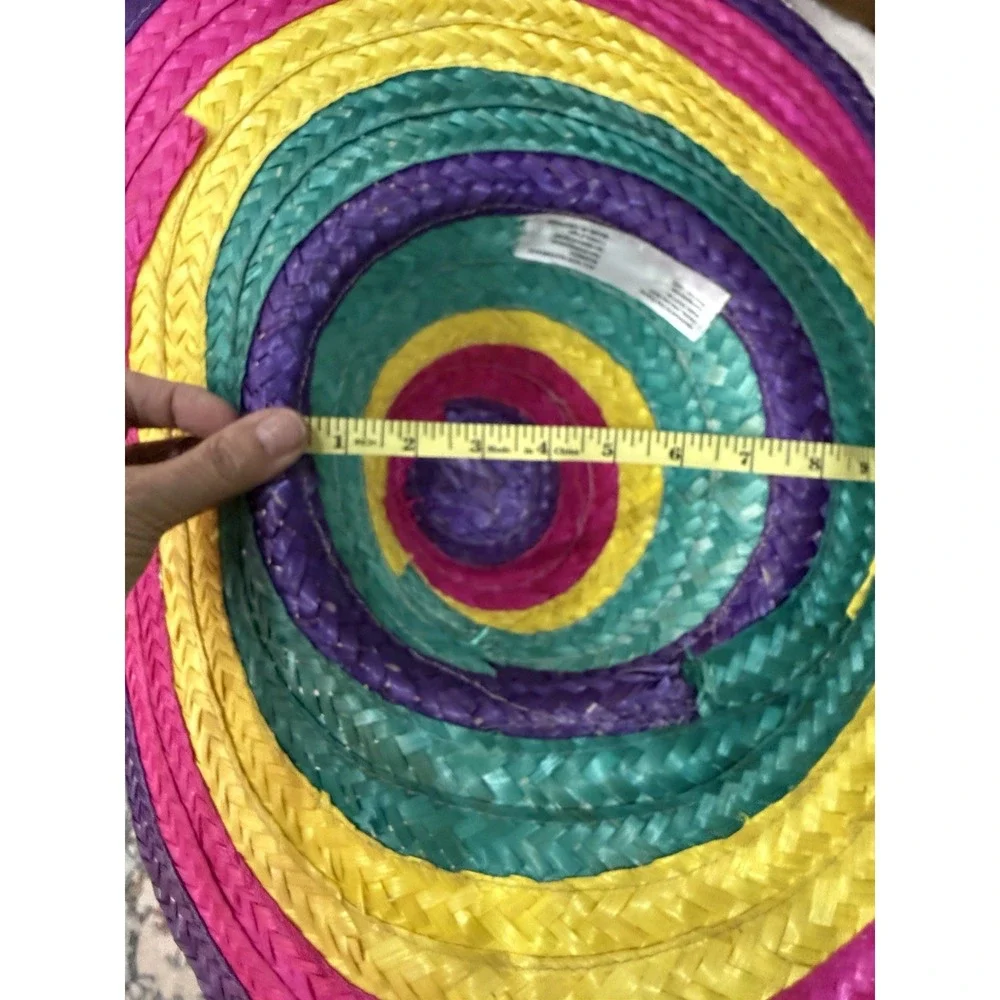 Fun Express Bamboo Multicolor Sombrero Fiesta Hat Purple Pink Yellow‎ Green